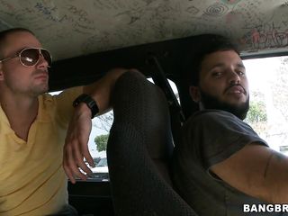 The Bang Bus is going around Miami, looking for hot young girls to fuck, and they find a candidate in Nikki. She's on her lunch break and so the interview begins. She's concerned with getting in a van, but after some negotiation with the money, she takes a chance and gets in. What will happen next?