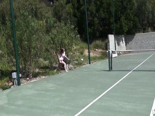 She is out on the tennis court on a bright, warm and sunny day. it makes her very hot and willing to shed her clothes to get rid of her heat. she gets into the shower to reveal a pair of breasts that can drive a man crazy and an ass that is a pleasure to look at. trainer is going to enjoy her body.