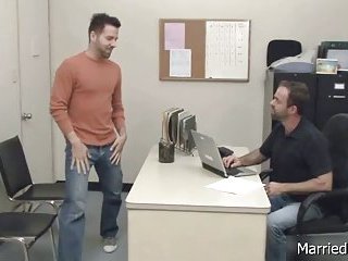 Hunk gets cock sucked at office